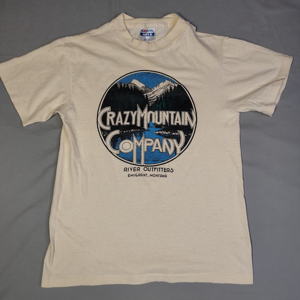 Vintage Hanes Beefy-T T-Shirt Crazy Mountain Company Montana Single Stitch Small